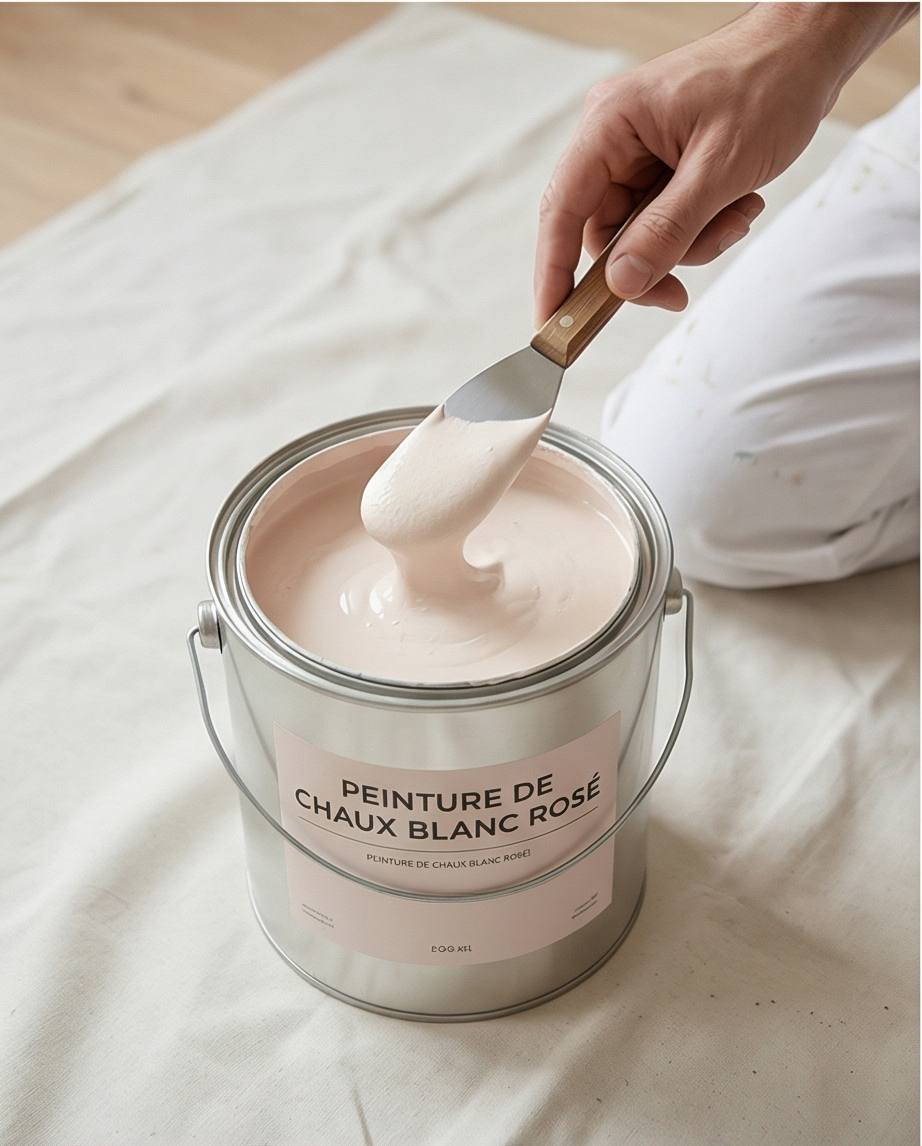 peinture chaux blanc très légèrement rose
