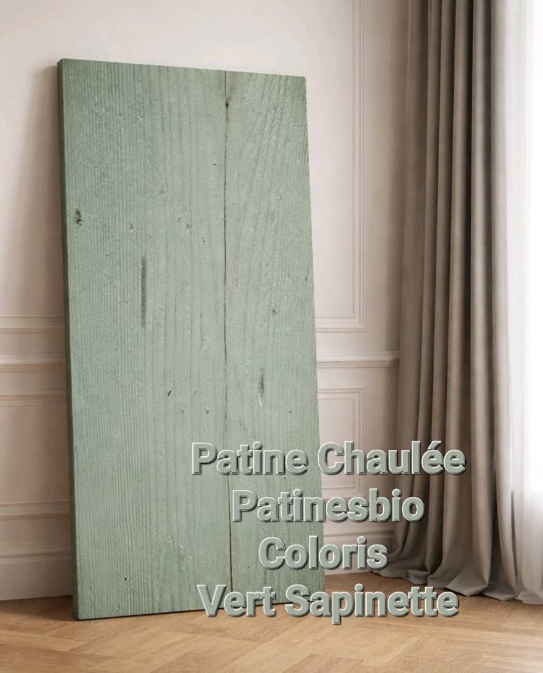 peinture naturelle à la chaux pour patine sur bois coloris Vert Sapinette