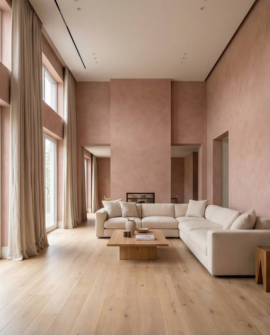 interieur peint avec la chaux Rose Antique