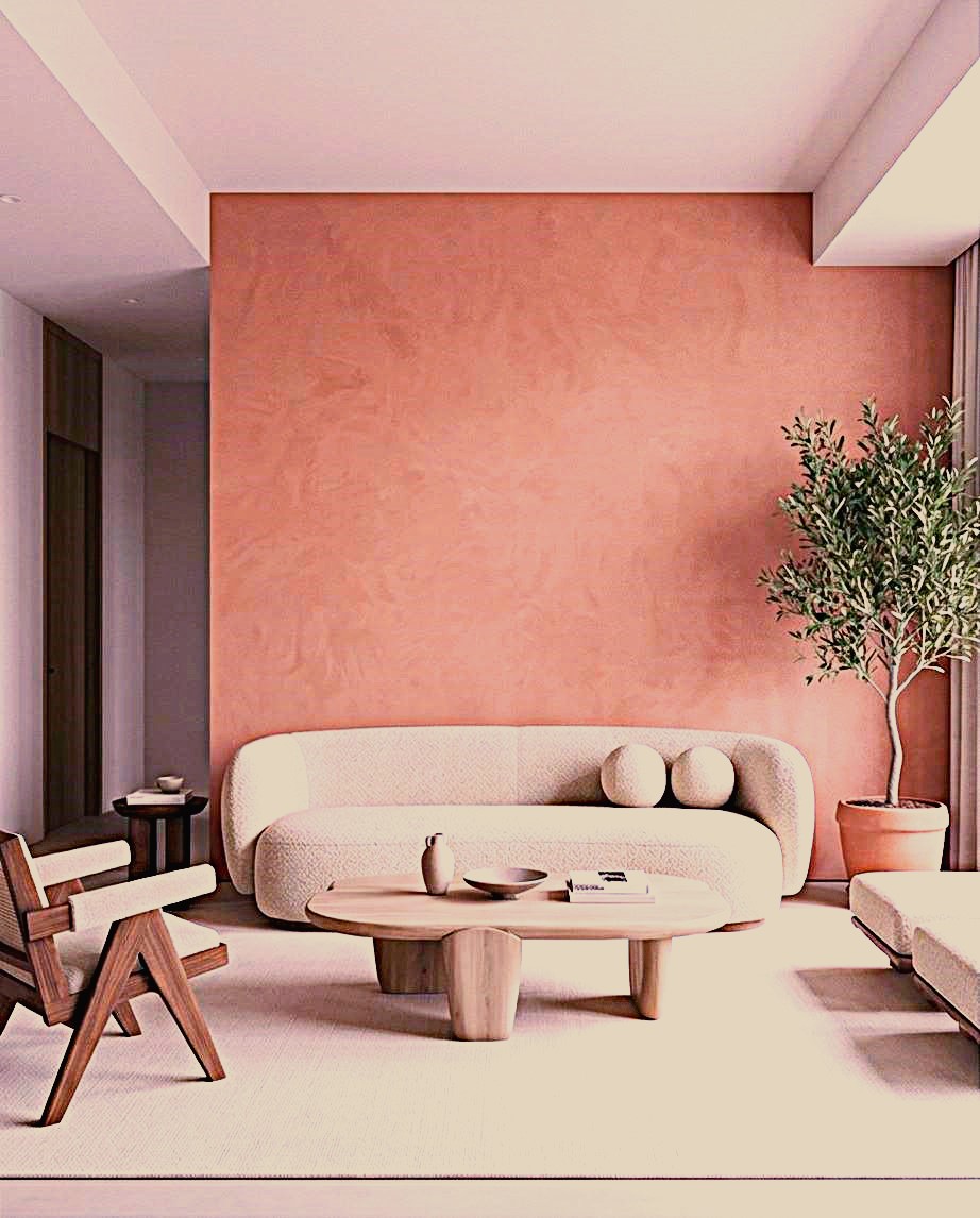 badigeon mural a la chaux rose