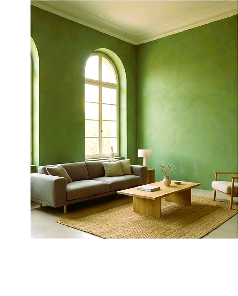 peinture verte a la chaux, badigeon a la chaux vert gai