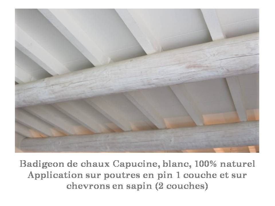 Badigeon capucine blanc sur bois