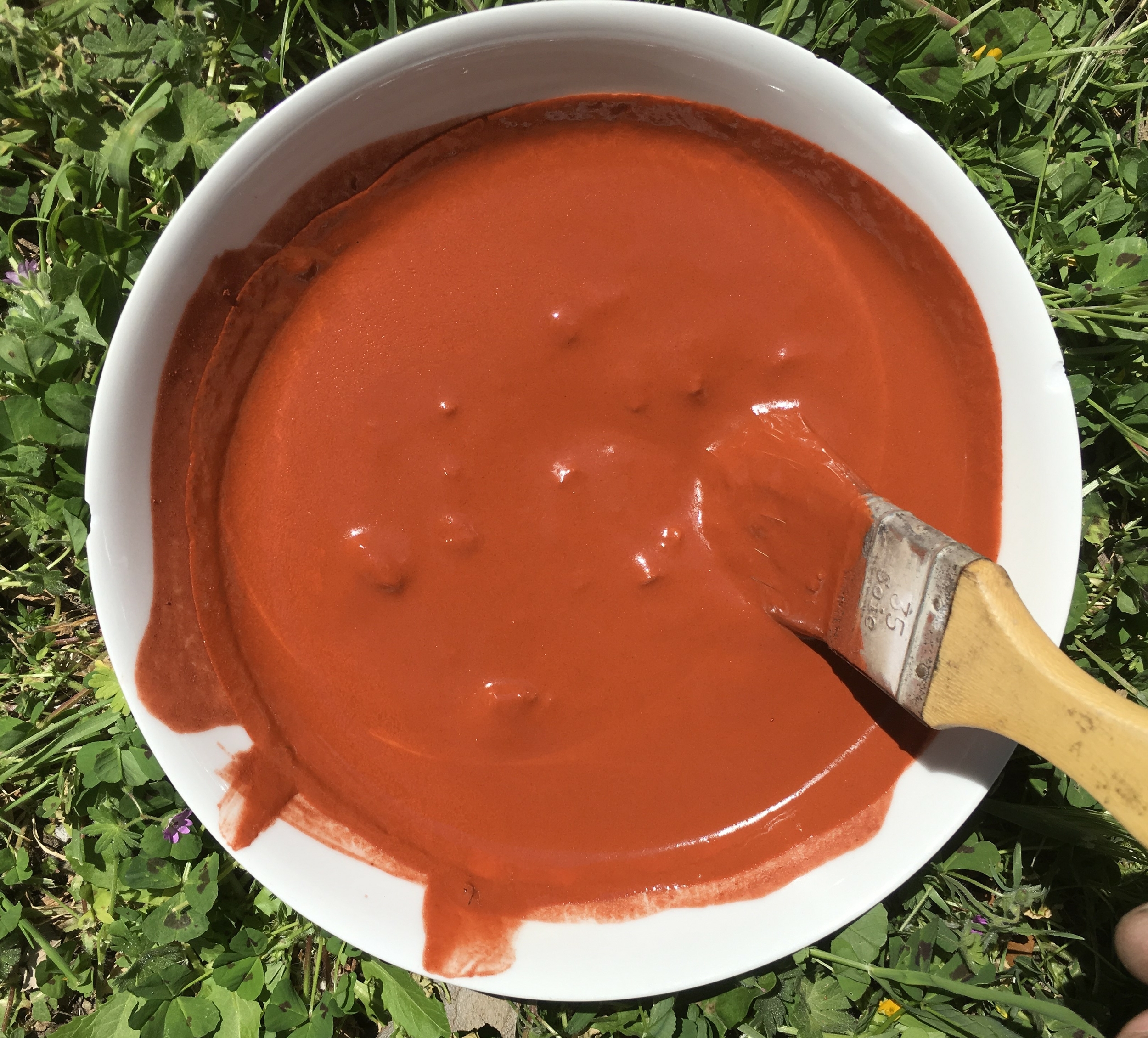 patine ocre rouge a la farine