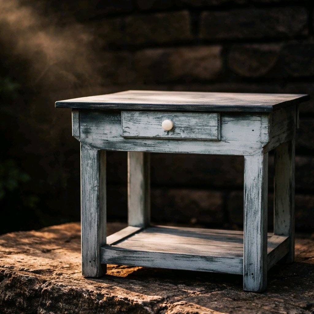 patiner un meuble a la chaux bleue
