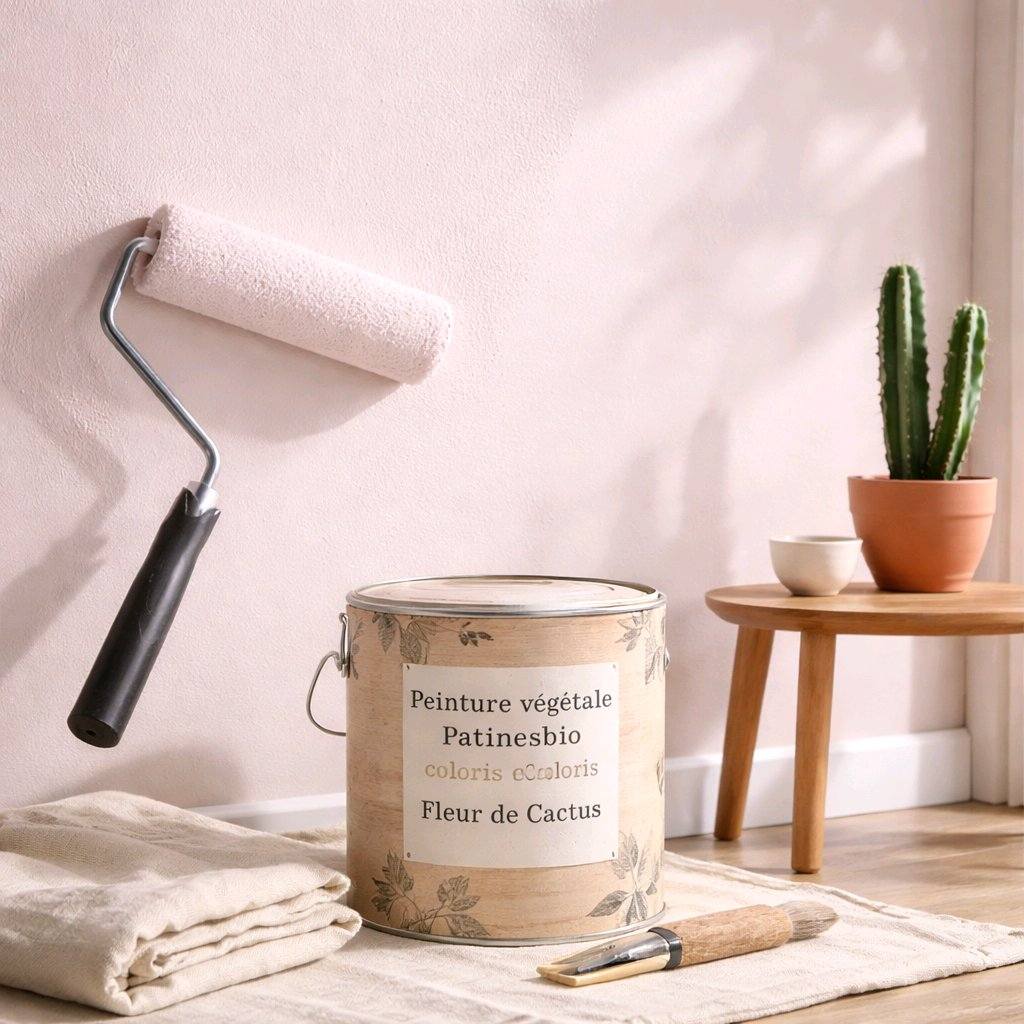 peinture végétale féerie de fleur de Cactus blanc rosé
