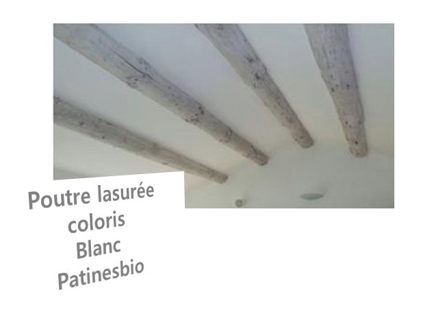 lasure chaulee blanc sur poutres brutes