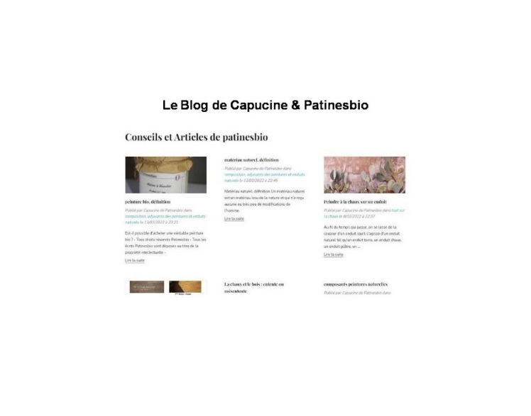 voir le Blog de Capucine & Patinesbio