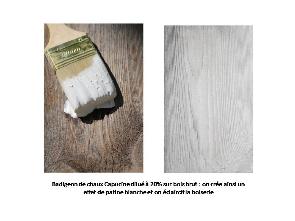 patine blanche avec badigeon dilue