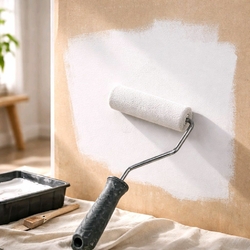 appliquer la peinture végétale naturelle avec rouleau