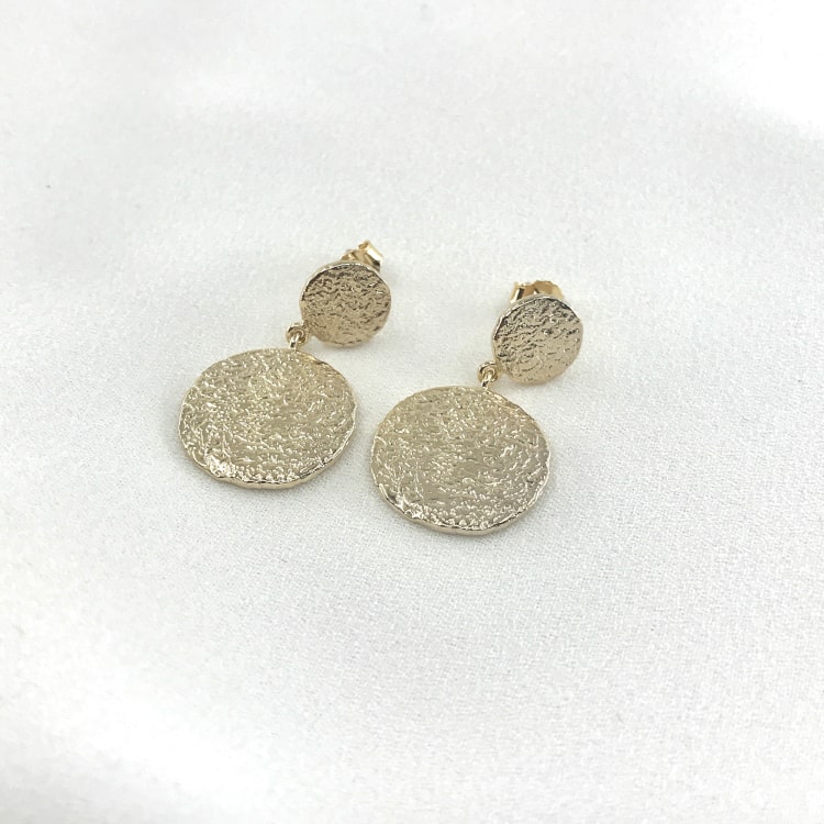 BO Donna boucles d'oreilles plaqué or martelée 2 ronds