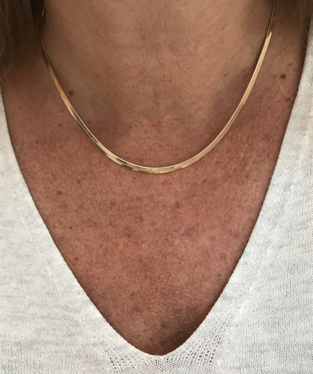 Collier Ginger.Collier en plaqué or 3 microns en maille serpent et à effet miroir