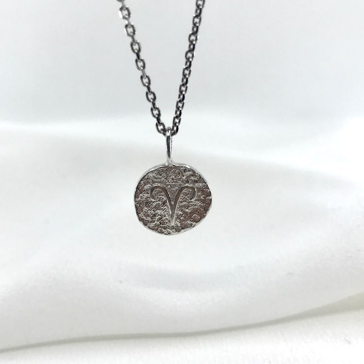 Collier Astro argent pendentif médaillon rond signe astrologique astrologie