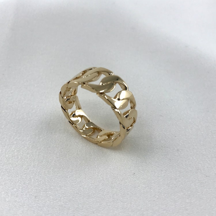 Bague Alicia plaqué or maille chaine rigide