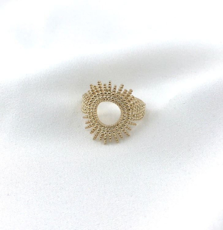 Bague Keren plaqué or soleil fines perles dorées