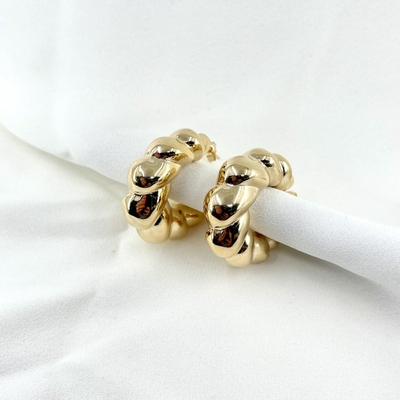 Creoles Natacha : de jolies boucles d'oreilles épaisses aux détails torsadés. En plaqué or 3 microns 18 carats