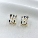 BO boucles d'oreilles Esther plaqué or effet triple oxyde de zirconium