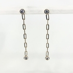 BO boucles doreilles en plaqué or 3 microns pendantes en maille rectangulaire et oxydes de zirconium