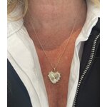 Collier Apollo: collier composé dune chaine fine et dun pendentif coeur en zirconiums blancs entouré dun joli soleil strié. En plaqué or 3 microns