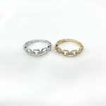 Bague Aurelie: Bague chaine rigide incrustée de zirconiums blancs. En plaqué or 3 microns et en argent 925