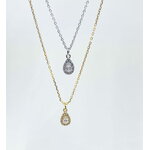 Collier Zohar: collier composé d'une chaine fine et d'un pendentif en forme de goutte tout en zirconiums blancs. En plaqué or 3 microns 18 carats et argent 925