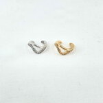 Bague oreille Elodie : Bague d'oreille double rangs, un lisse l'autre serti d'oxydes de zirconiums blancs. En plaqué or 3 microns et en argent 925