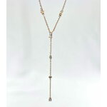 Collier Hillel: Collier en Y orné de zircomiums blancs de formes différentes. En plaqué or 3 microns 18 carats