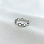 Bague Mila argent chaine maille rigide lisse ovale
