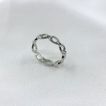 Bague Mila argent chaine maille rigide lisse ovale