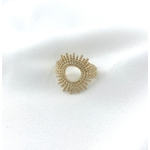 Bague Keren plaqué or soleil fines perles dorées