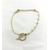 Lino-Bracelet mi chaine perlée - mi chaine simple et son cercle tressé, en plaqué or 3 microns