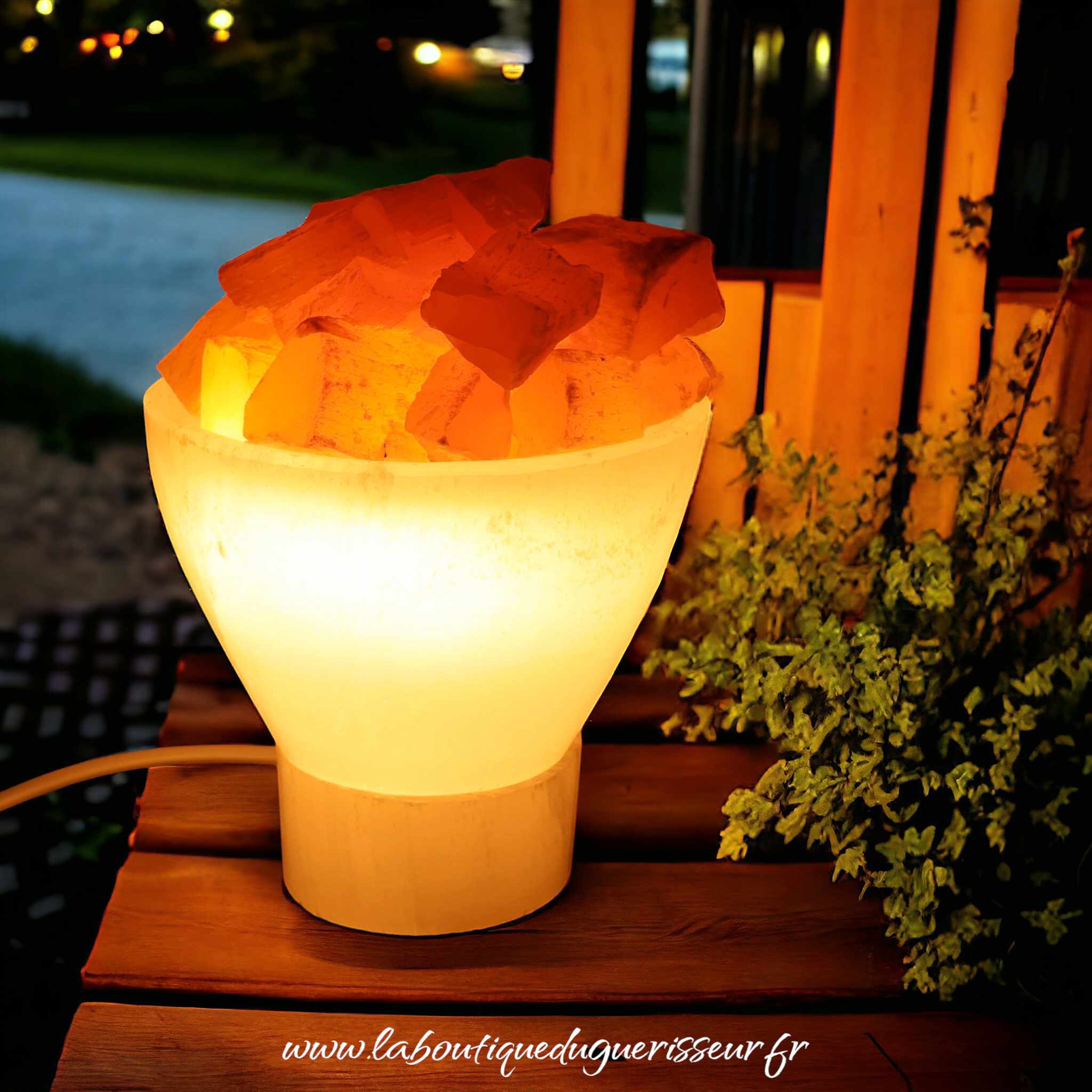 Lampe Sélénite Bol & Cristaux 20cm