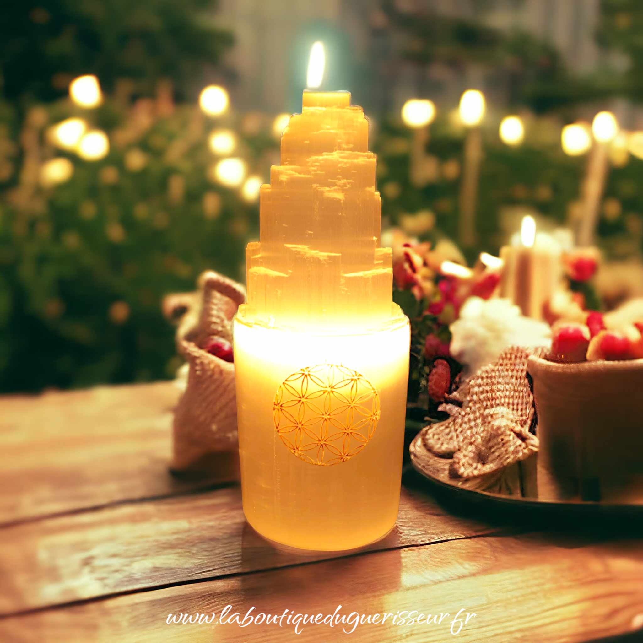 Lampe Sélénite Montagne Gravée