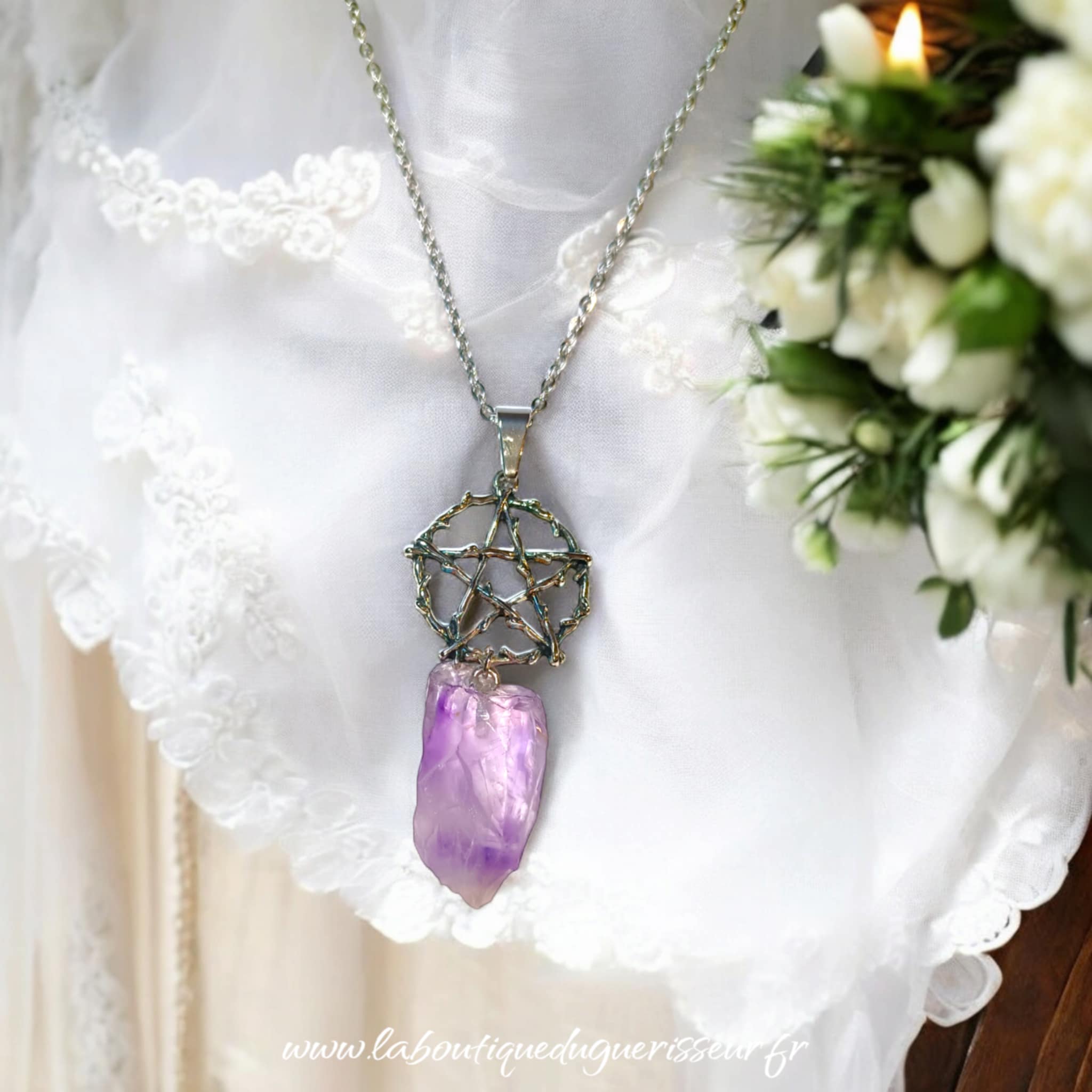 Collier Pentacle de Protection et Améthyste