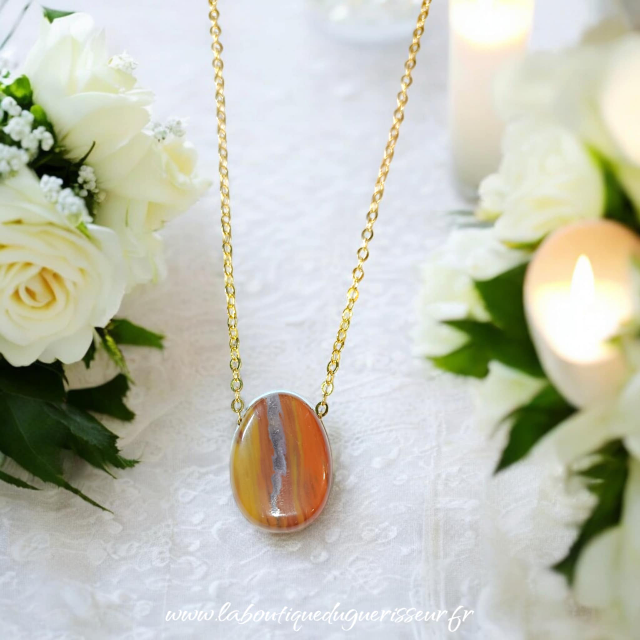 Collier en Jaspe Breschia