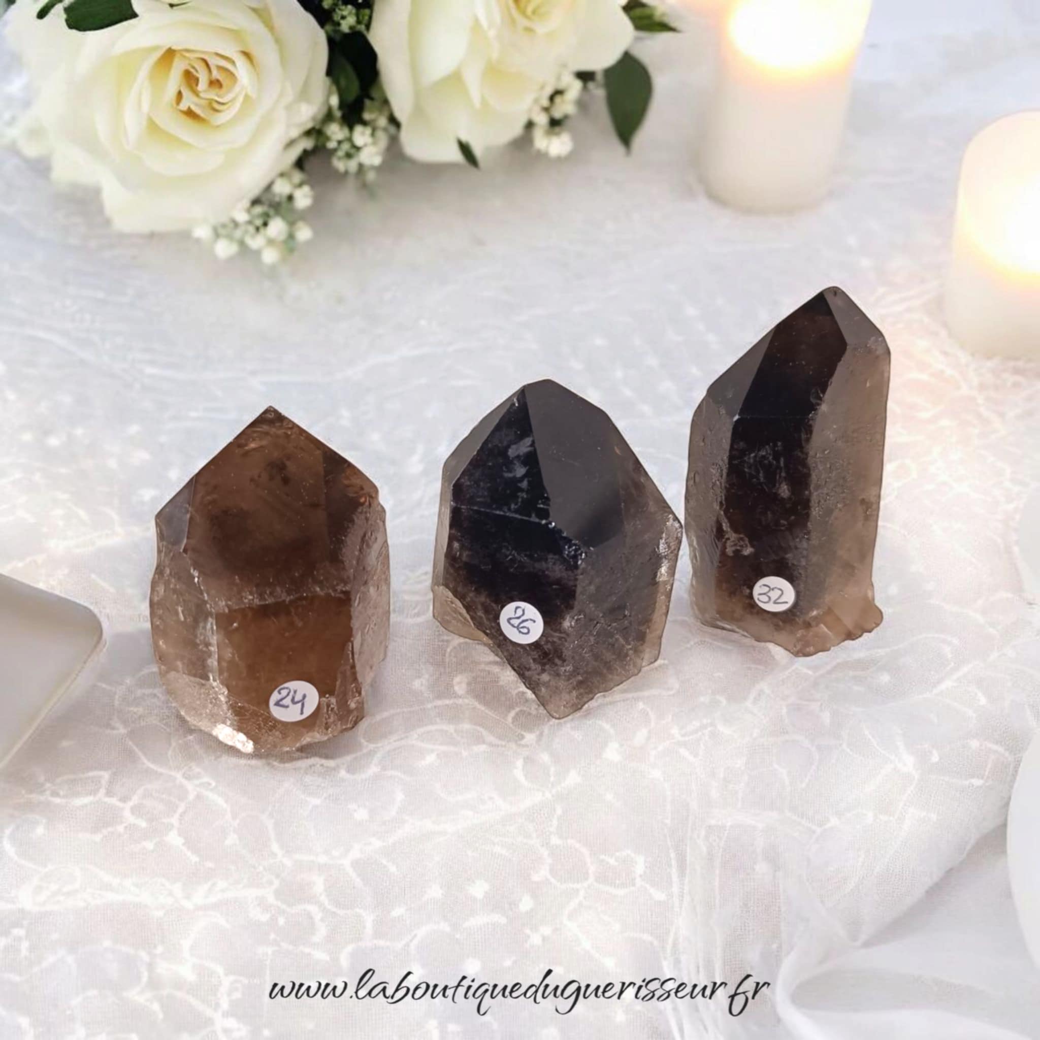 Pointes en Cristal de Roche Fumé