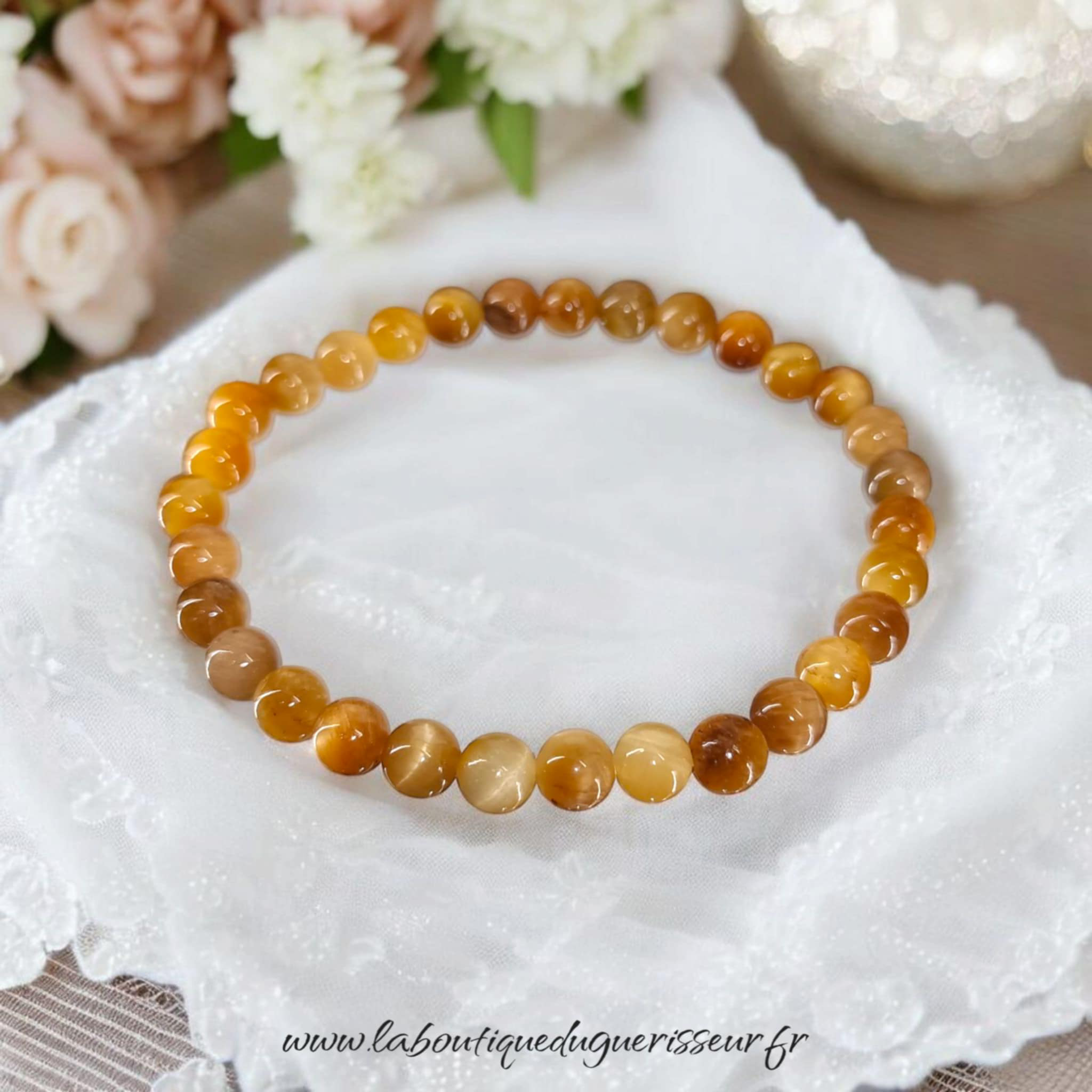 Bracelet en Œil de Tigre Doré