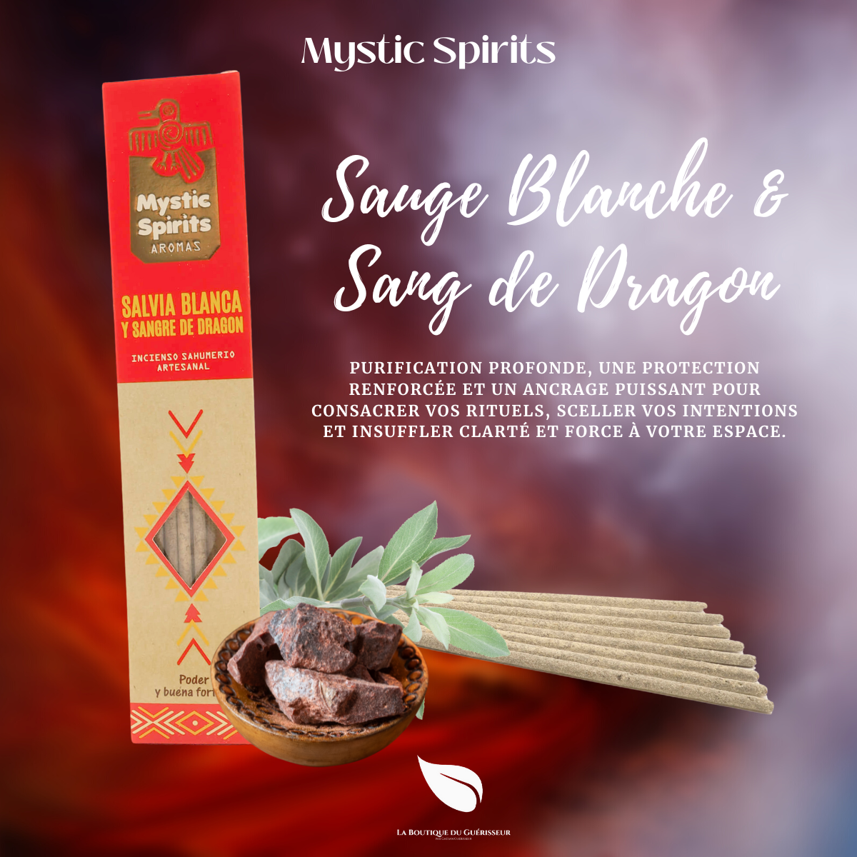 Encens MYSTIC SPIRITS - Sauge Blanche & Sang de Dragon