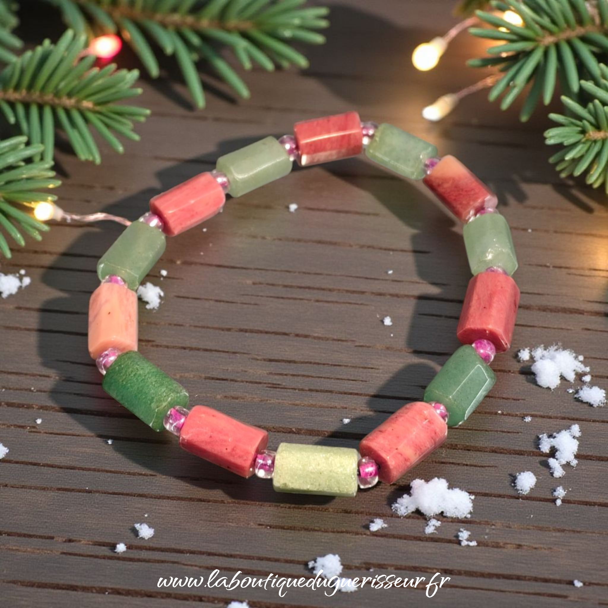 Bracelet Féérique “Cœur du Royaume” – RHODONITE & AVENTURINE VERTE