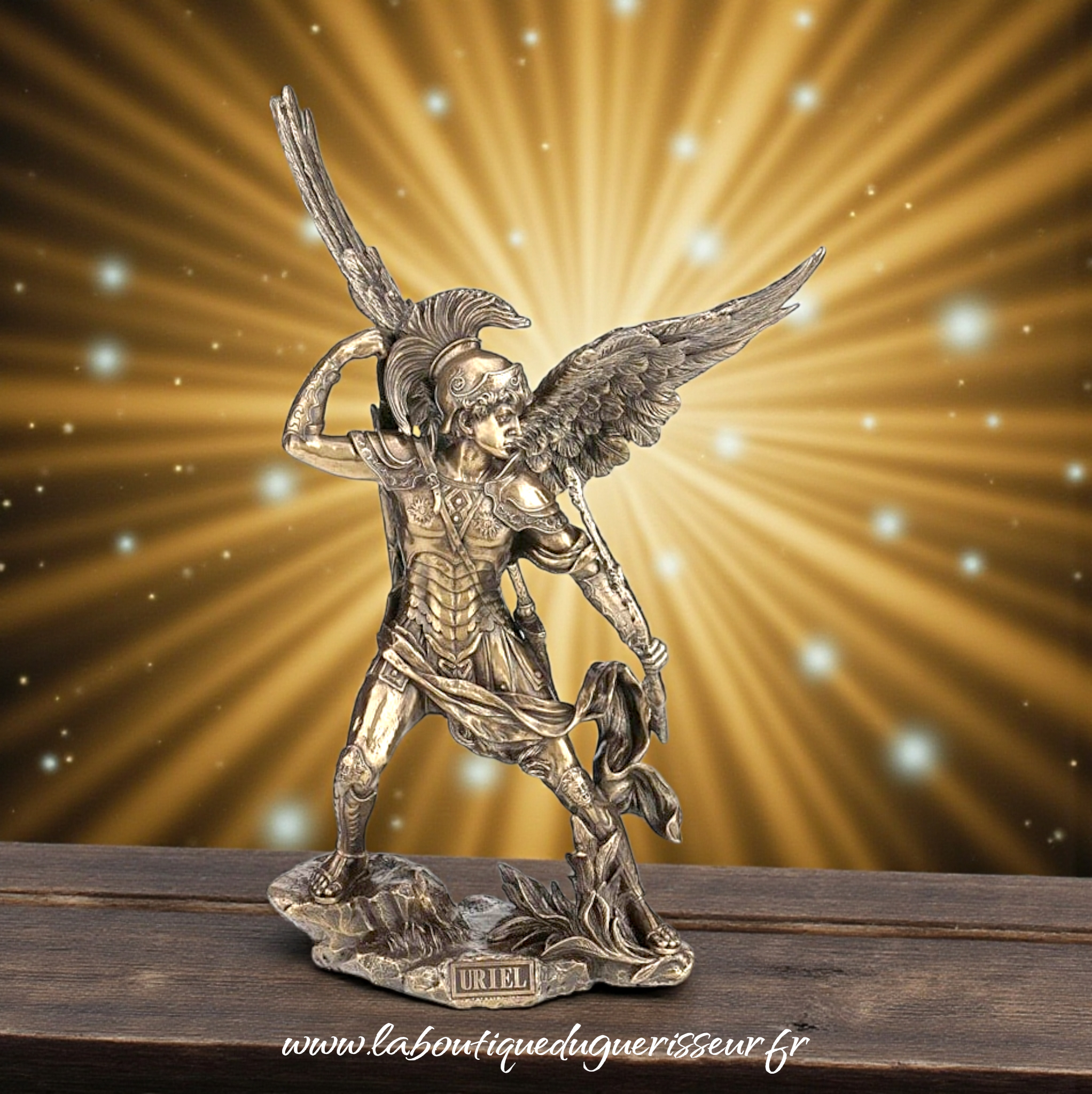 Statue de l\'Archange Uriel 34cm Bronze coulé à froid