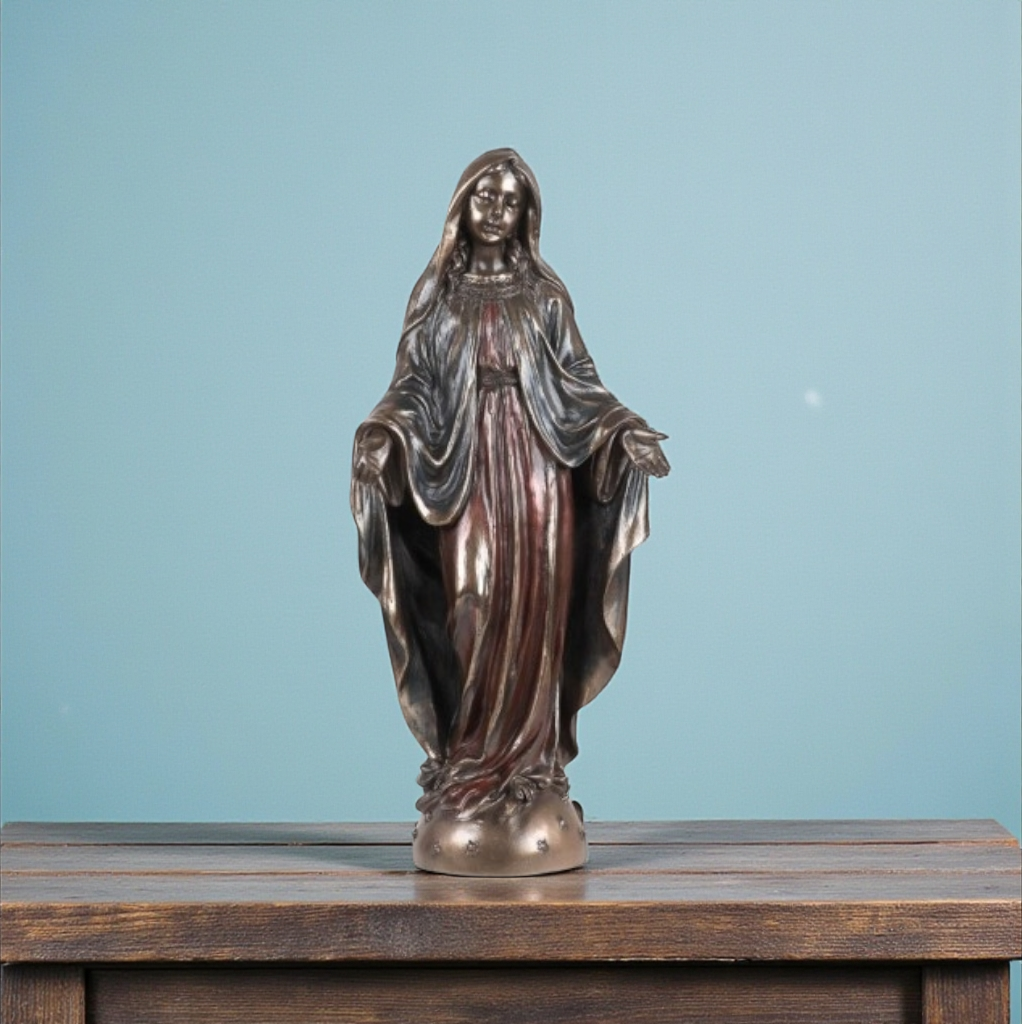 Statue de la Vierge Miraculeuse – Bronze coulé à froid (21 cm)