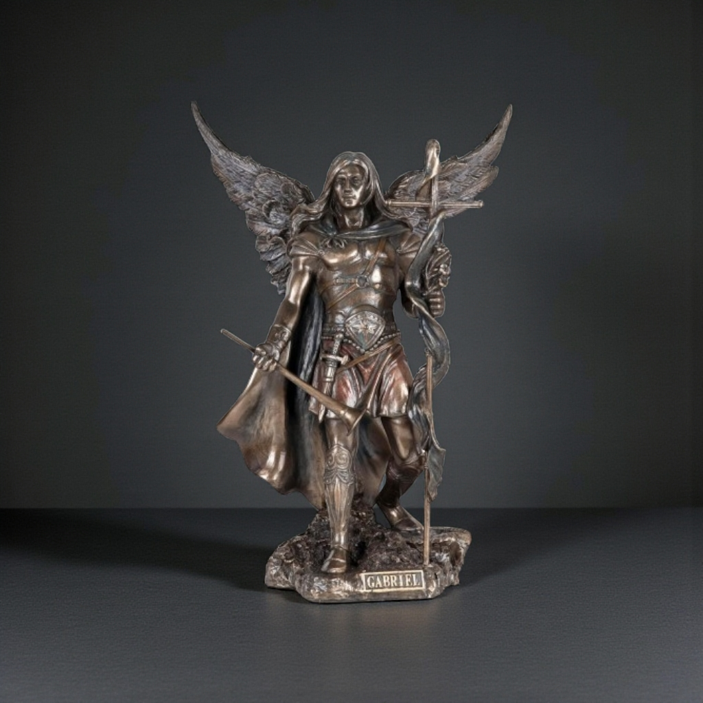 Statue Archange Gabriel – Bronze coulé à froid (24 cm)