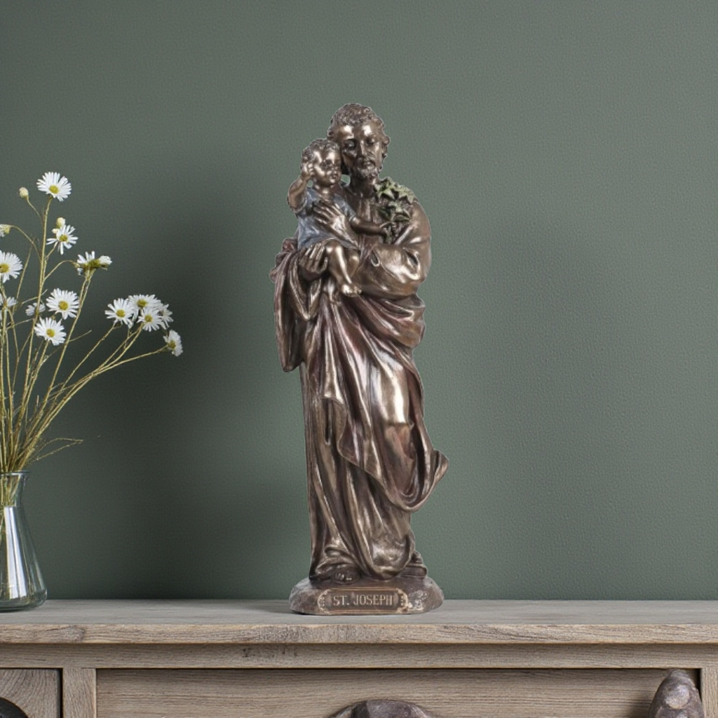 Statue de Saint Joseph – Bronze coulé à froid (21 cm)