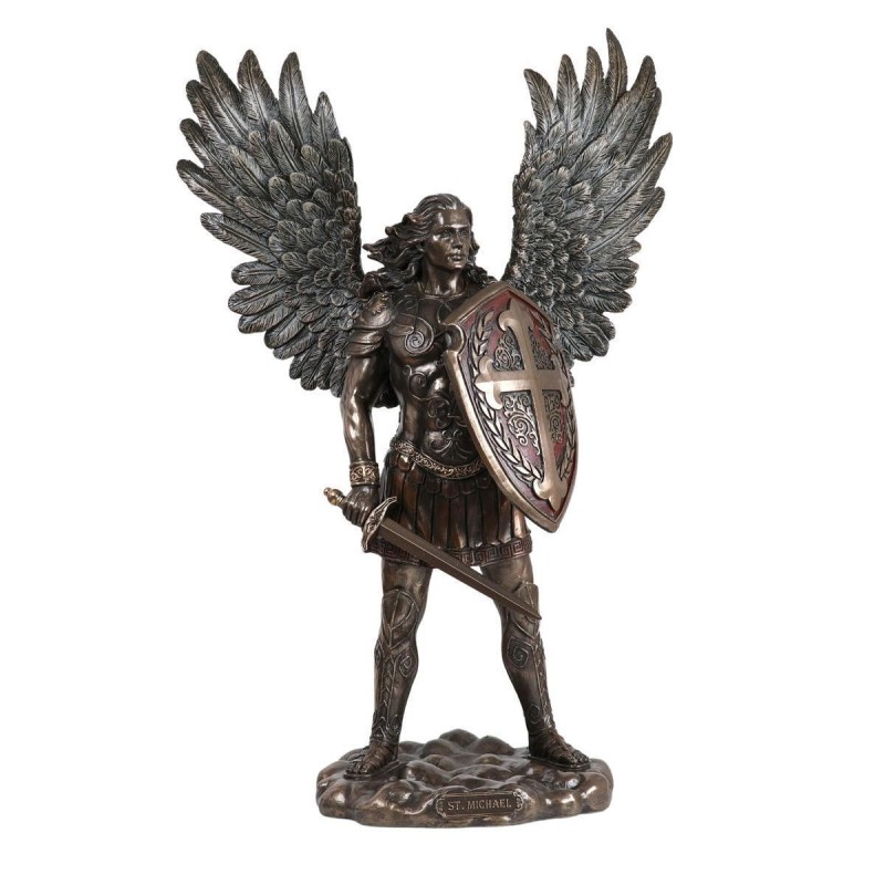 statue-bronze-coule-a-froid-de-saint-michel-archange-avec-bouclier-h-36-cm