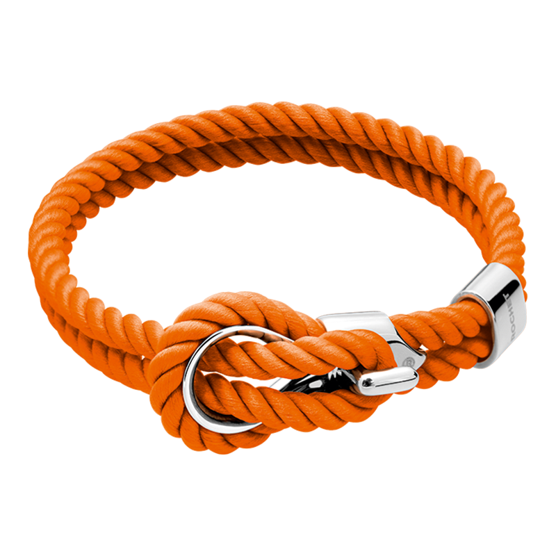 bracelet-navigateur-acier-poli-cordon-coton-orange-taille-unique