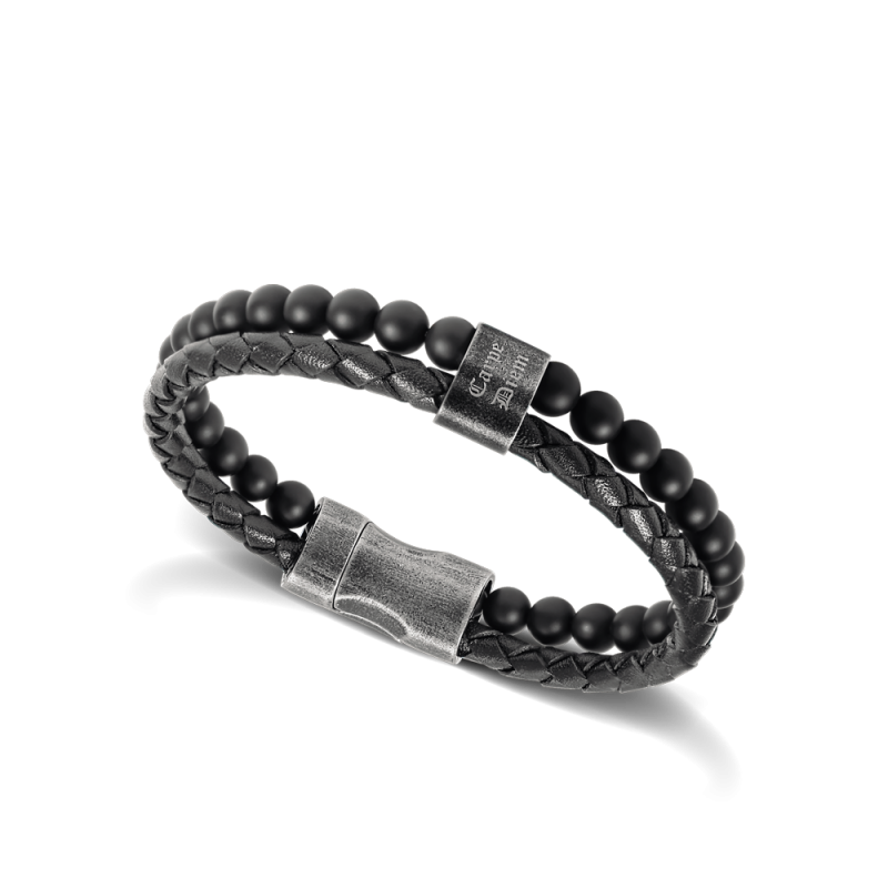 HB562201-1 bracelet-karma-22cm-cuir-tresse-noir-et-agates-noires