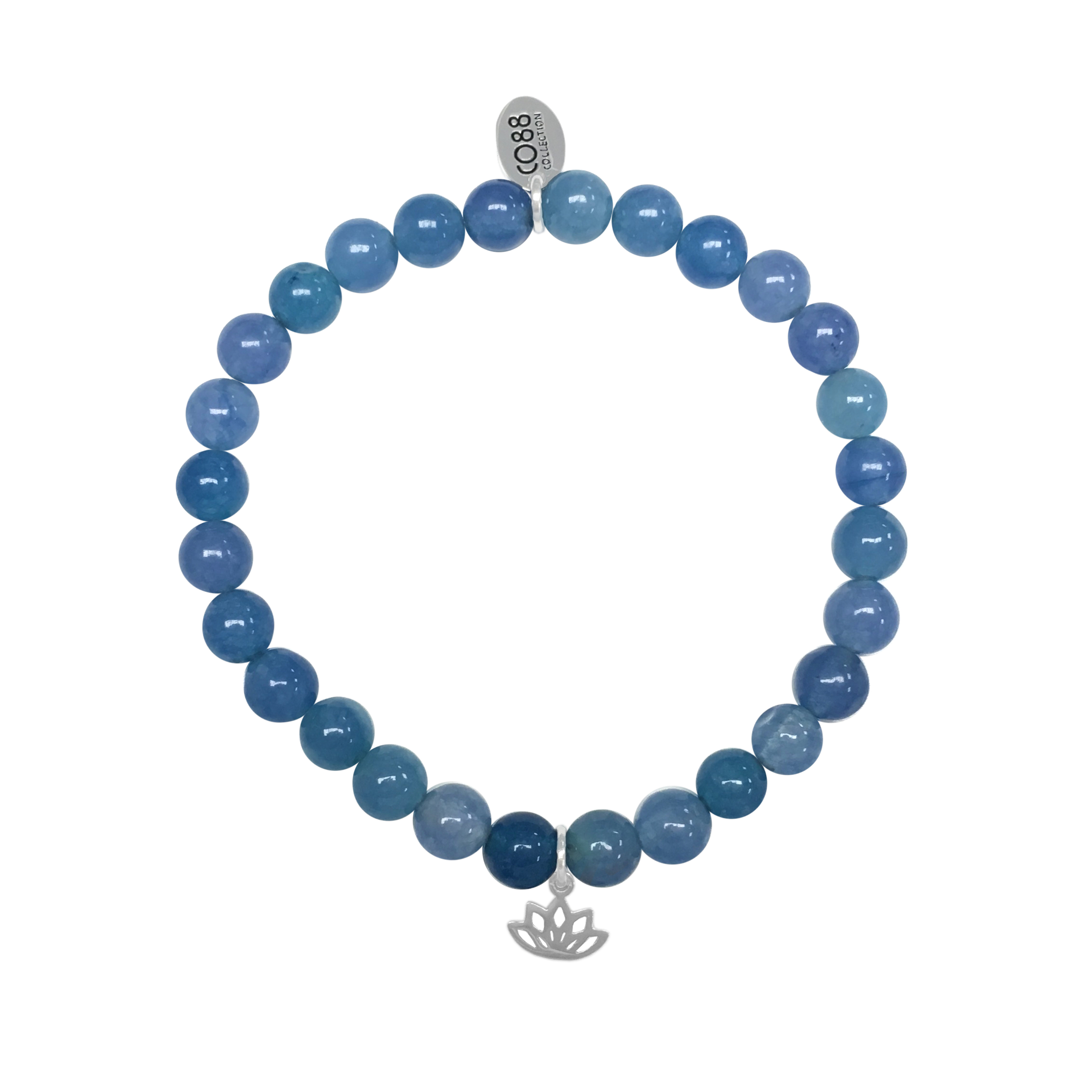 Bracelet Acier CO88 Lotus Blue dyed Jade