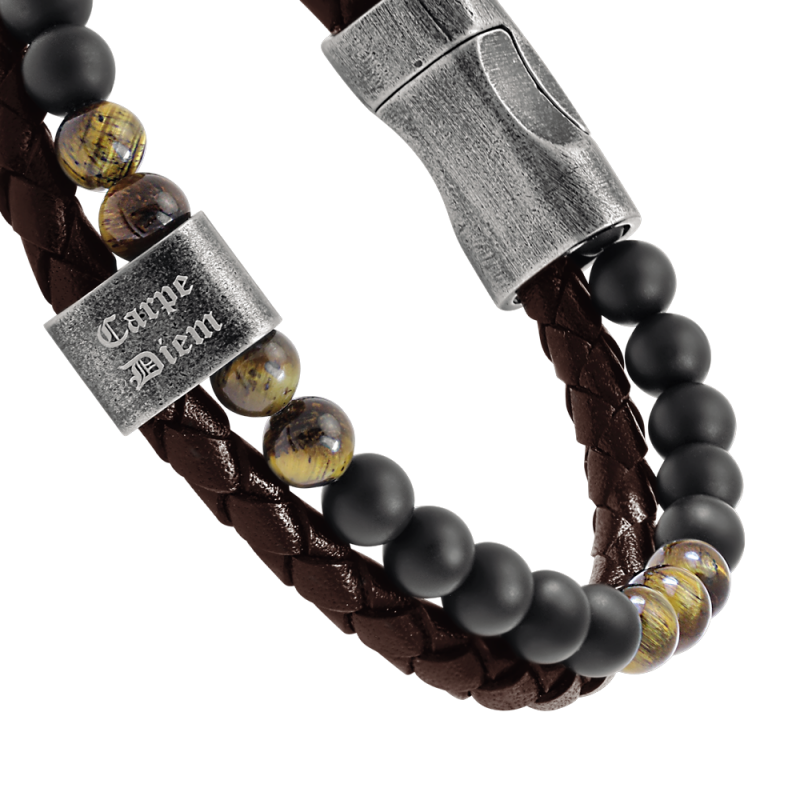 HB562203 bracelet-karma-22cm-cuir-tresse-marron-oeil-de-tigre-et-agates-noires-2