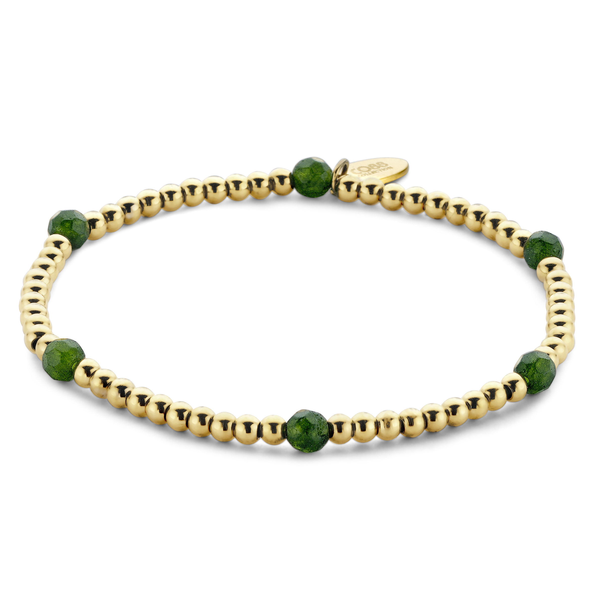 Bracelet Femme CO88 Divine en Acier plaqué or et pierre verte