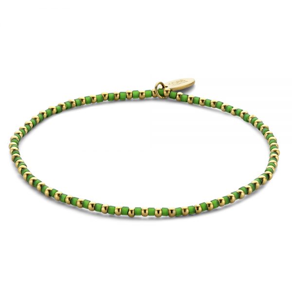Bracelet Femme CO88 Divine en Acier plaqué or et pierre verte