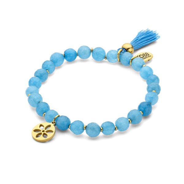 Bracelet Acier Femme CO88 en pierres naturelles bleu intense